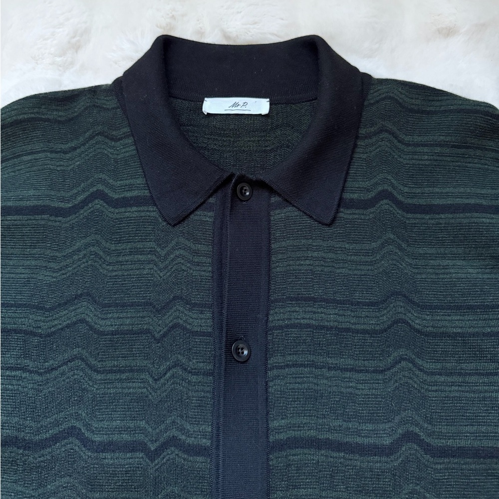 Mr P. Wool - Jacquard Green and Black Cardigan Sweater-Made in Italy - Picture 8 of 14